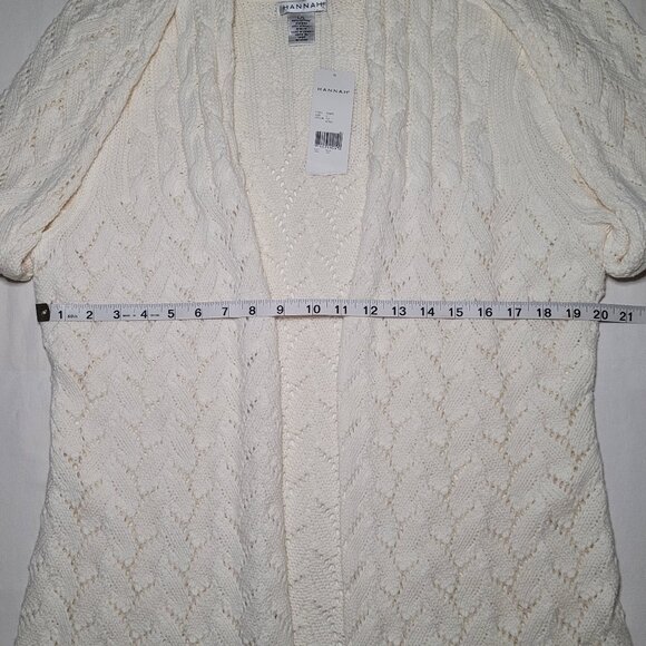 Hannah Cable Knit Open Front Cardigan Sweater Ivory Womens Size Large - Picture 6 of 10